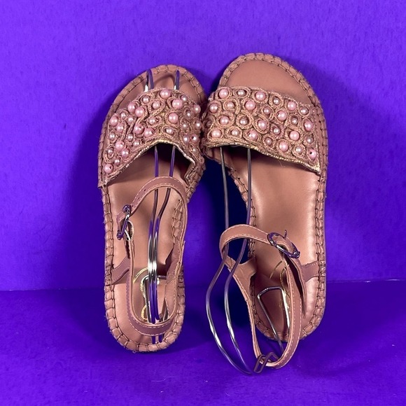 Sam Edelman Girls Rose Linen HOLLY Sandals Shoe Size 3‎ -NEW - Picture 5 of 8